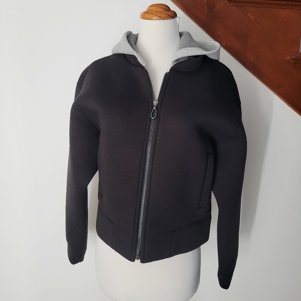 Jason Wu Womens Black Hooded Zip Up Bomber Jacket Style Size M New